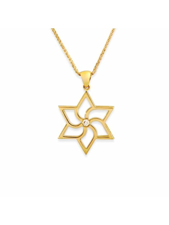 שרשרת מגן דוד גיאומטרית רוז גולד עם די , מתנות ט"ו באב , א
